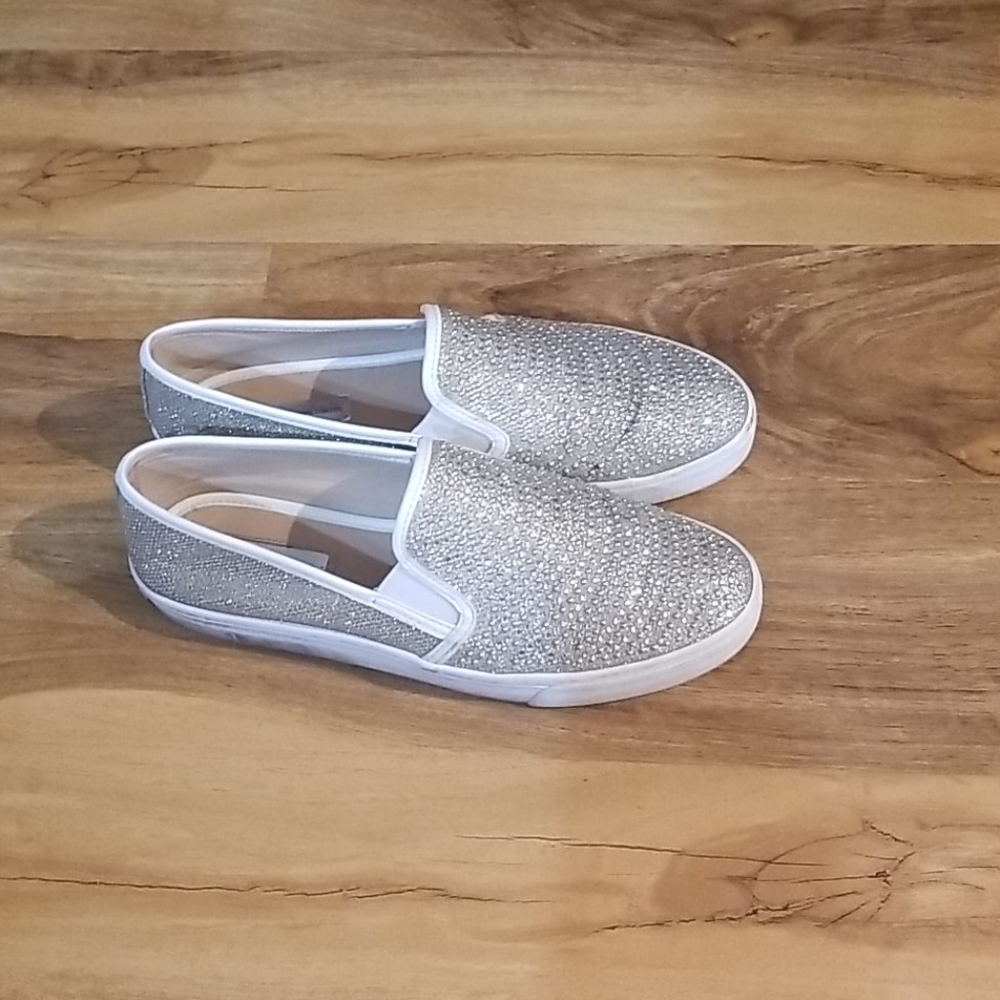 Slip on metallic shoes